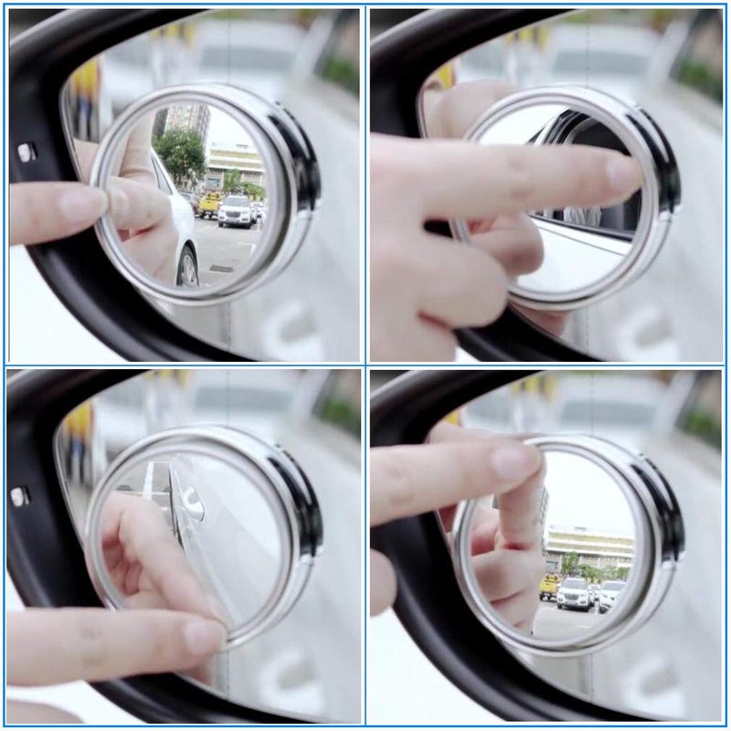 ESreake 2PCS small Blind Spot Mirror,2"" Round HD Glass Convex Rear View Mirror,Strong Adhesive Mirror for Car, Van, SUV and Trucks (2""(50mm), Silver frame) - Image 5